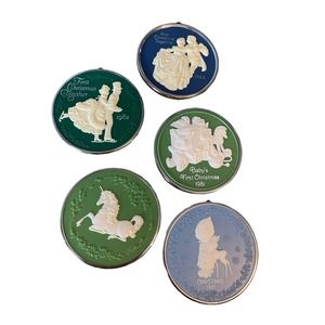 Hallmark Vintage Christmas Cameo Ornaments Lot of 5 Unicorn Betsy Clark